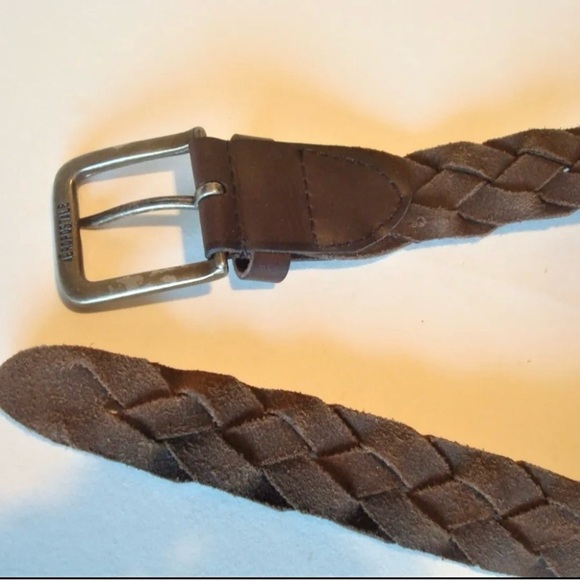 Aeropostale Belt, Brown Woven Braided Leather, Silver Tone Buckle, 39" Long - Picture 3 of 3